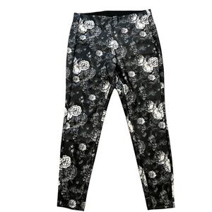 Lane Bryant Black/White Floral Faux Leather Legging 14/16